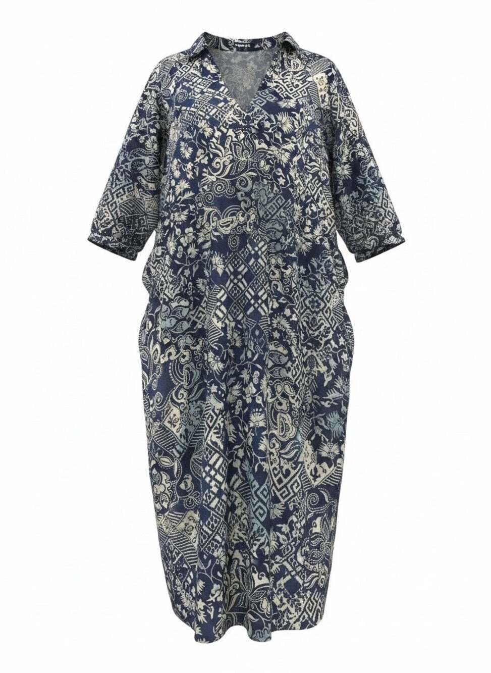 Natori Blue Patterned V-Neck Midi Dress Size M
A83